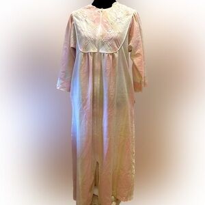 Miss Elaine Robe pink embroidered seersucker robe S Cotton Blend #1 house coat